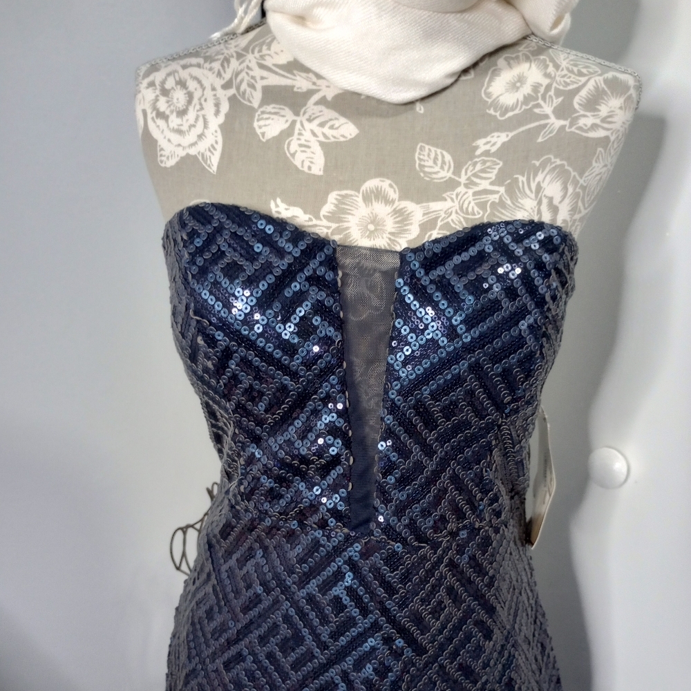 NWT Trixxi Strapless Sequin Evening Dress - Picture 2 of 8